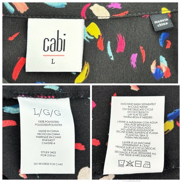 Cabi Ferris Blouse # 3423, Vivid Coloured Brushstroke Print Button Down, Large - Picture 16 of 16